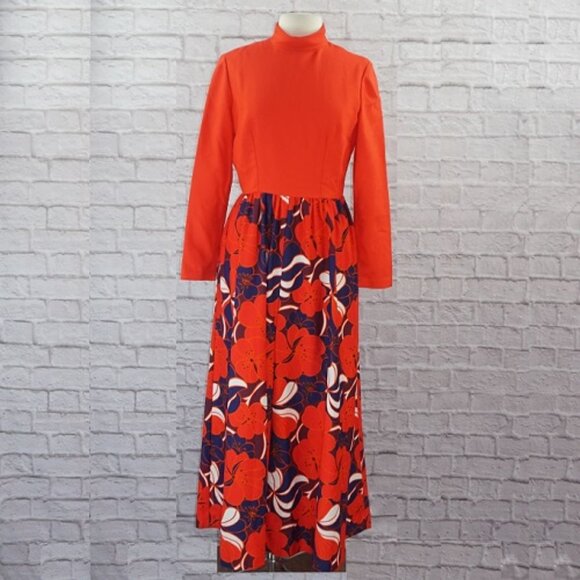 Vintage 70s Floral Retro Maxi Dress - Picture 1 of 8
